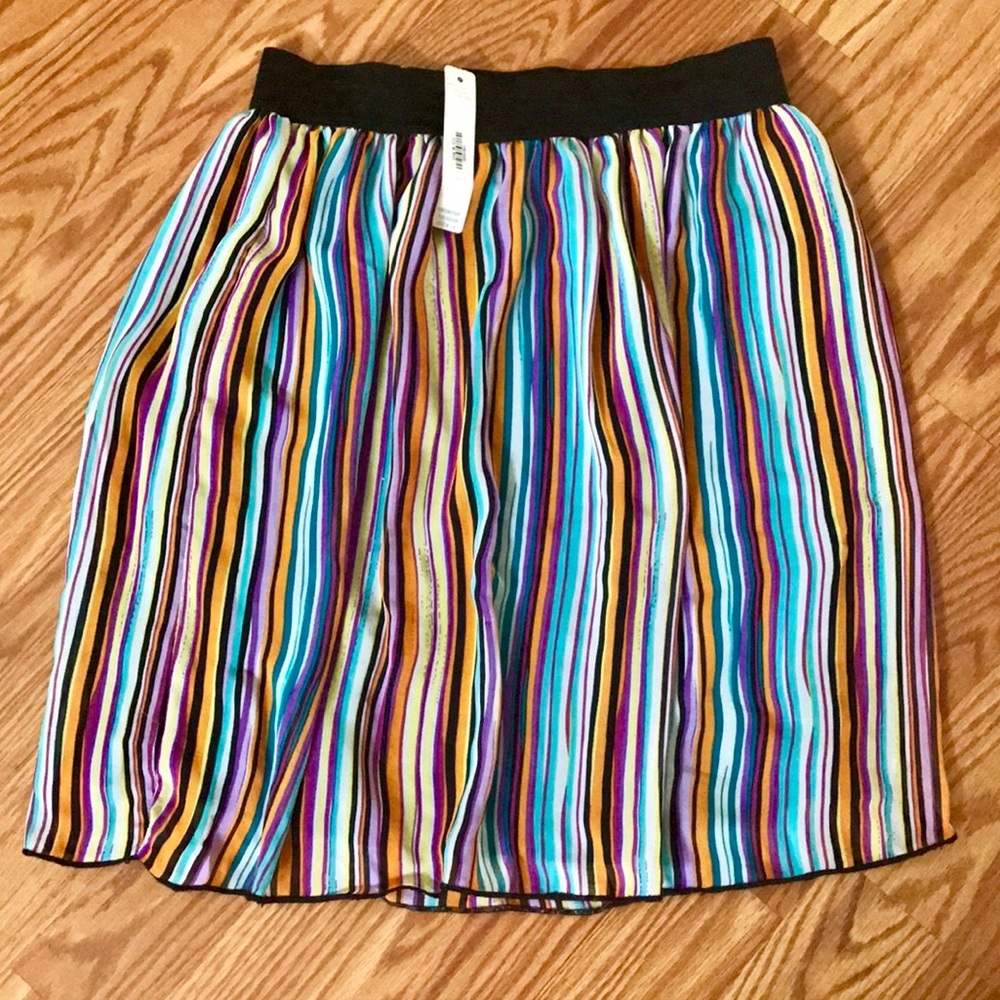 SWAK DESIGNS MULTI COLOR STRIPED CHIFFON MINI SKIRT